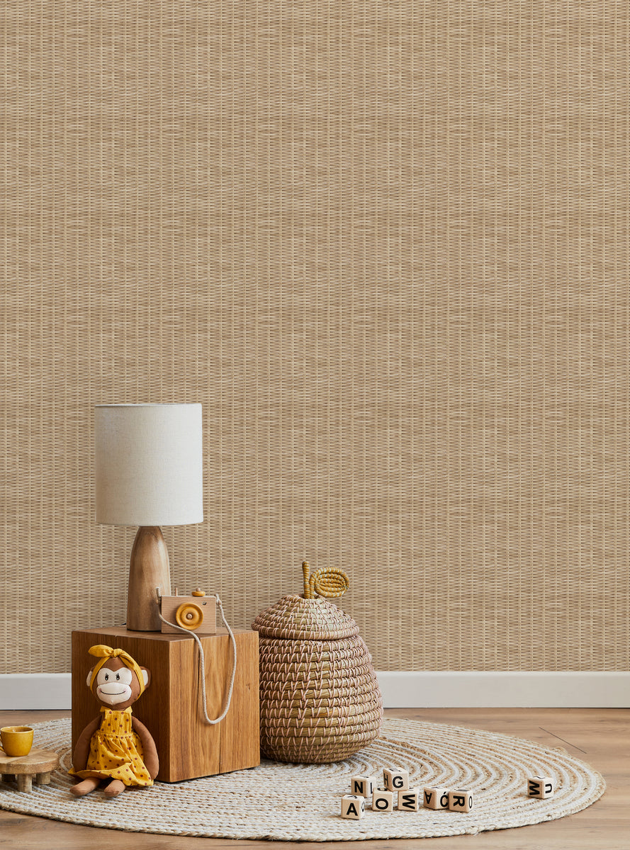 Rattan Weave Look Peel and Stick Wallpaper