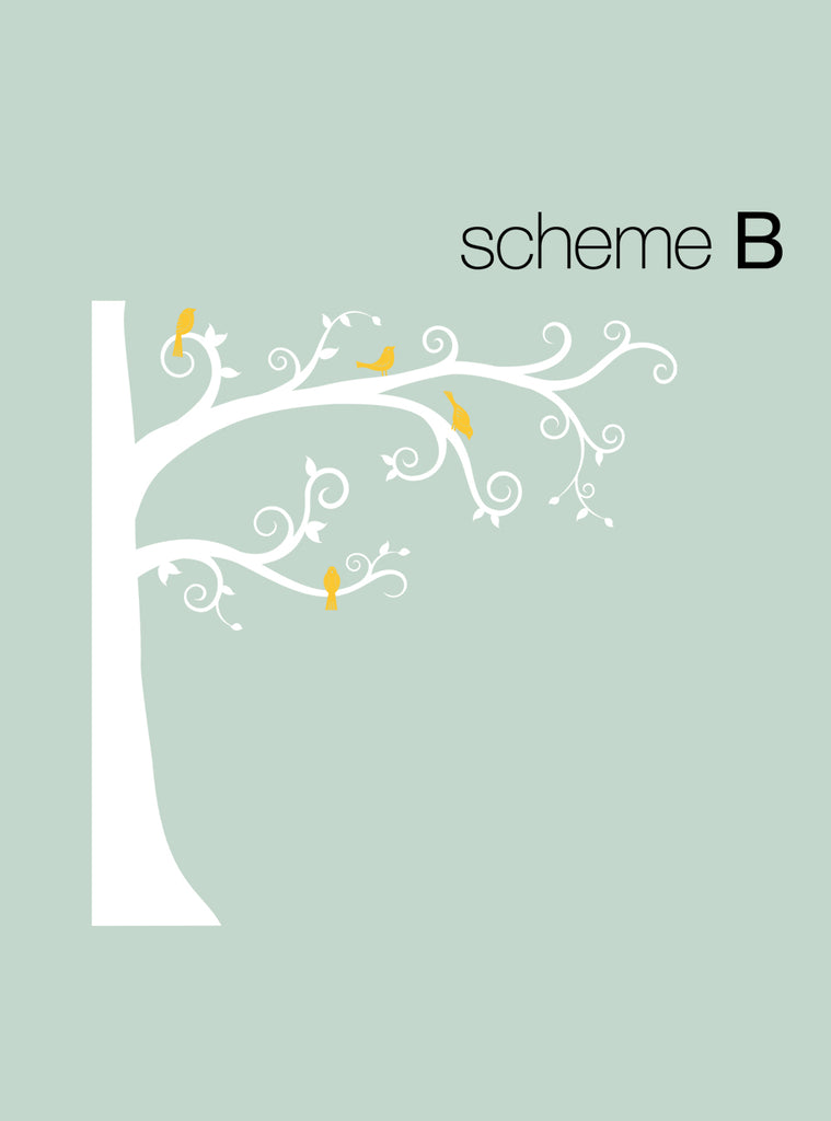 Swirling branches of a stylized tree extending over a corner, providing a whimsical and inviting design for a nursery or child's room. The tree appears in white with delicate yellow accents, creating a serene and calming aesthetic. This Corner Tree Wall Decal is a versatile and visually appealing addition to any baby nursery or kids' space. Top Sellers, Wall Decals, Tree Decals, Baby Nursery and Kids Wall Decals, All Products