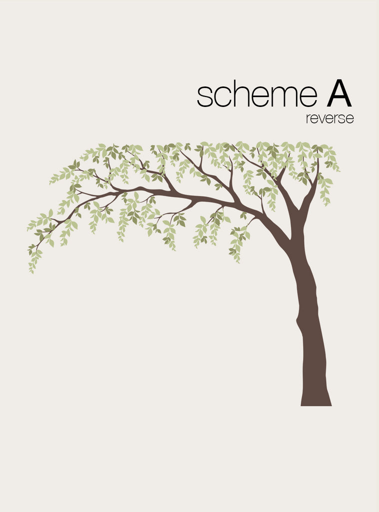 A beautiful tree with lush, falling leaves extends its branches across a wall, creating a vibrant, naturesque scene that embraces the entire room. This Falling Leaves Overreaching Tree Decal from Scheme A is a versatile wall art piece that can be customized with various color options to complement any space. Top Sellers,Wall Decals,Floral Decals,Tree Decals,Baby Nursery and Kids Wall Decals,All Products