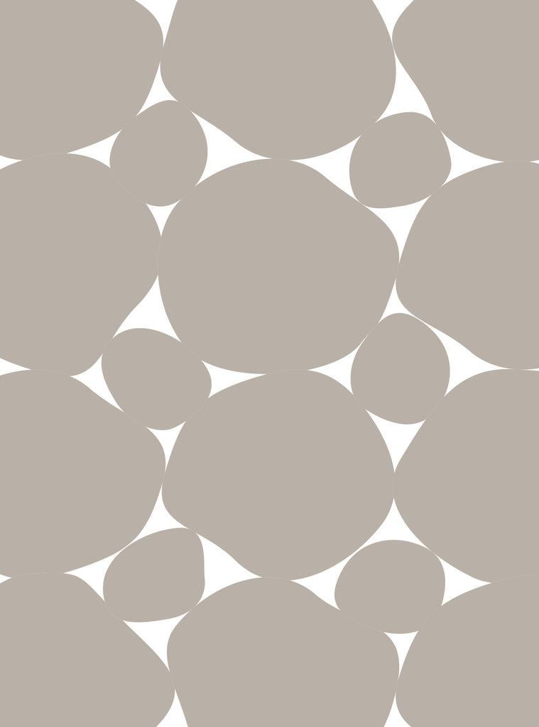 Dot Wallpaper featuring large and small beige circles on a white background, creating a modern geometric pattern. Perfect for a stylish room makeover. Easily removable and reusable peel and stick design. Top Sellers,Peel and Stick Wallpaper,Geometric & Pattern Wallpaper,Kids and Baby Nursery Wallpaper,Abstract Murals and Wallpaper,All Products,Unpasted Wallpaper,Wallpaper and Murals