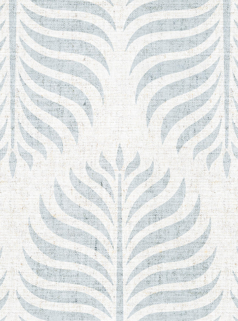 Fern Pattern Blue Fabric Peel and Stick Wallpaper OFF PRINT featuring a delicate, light blue fern design on a white background. Perfect for small DIY projects like drawer liners or laptop skins. Ideal for adding a touch of nature to any space. Clearance Wallpaper Sticker - OFF PRINTS, Dorm Room Ideas and Trends