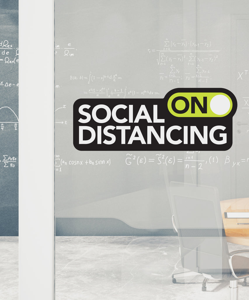 Social Distancing On - Wall Sticker Sign" showcases a bold, eye-catching design that reminds viewers to maintain safe distances, helping flatten the curve of the Coronavirus pandemic. This high-quality, waterproof, and durable wall decal is available in three sizes to suit diverse retail and commercial spaces. , Top Sellers,Wall Stickers,All Products