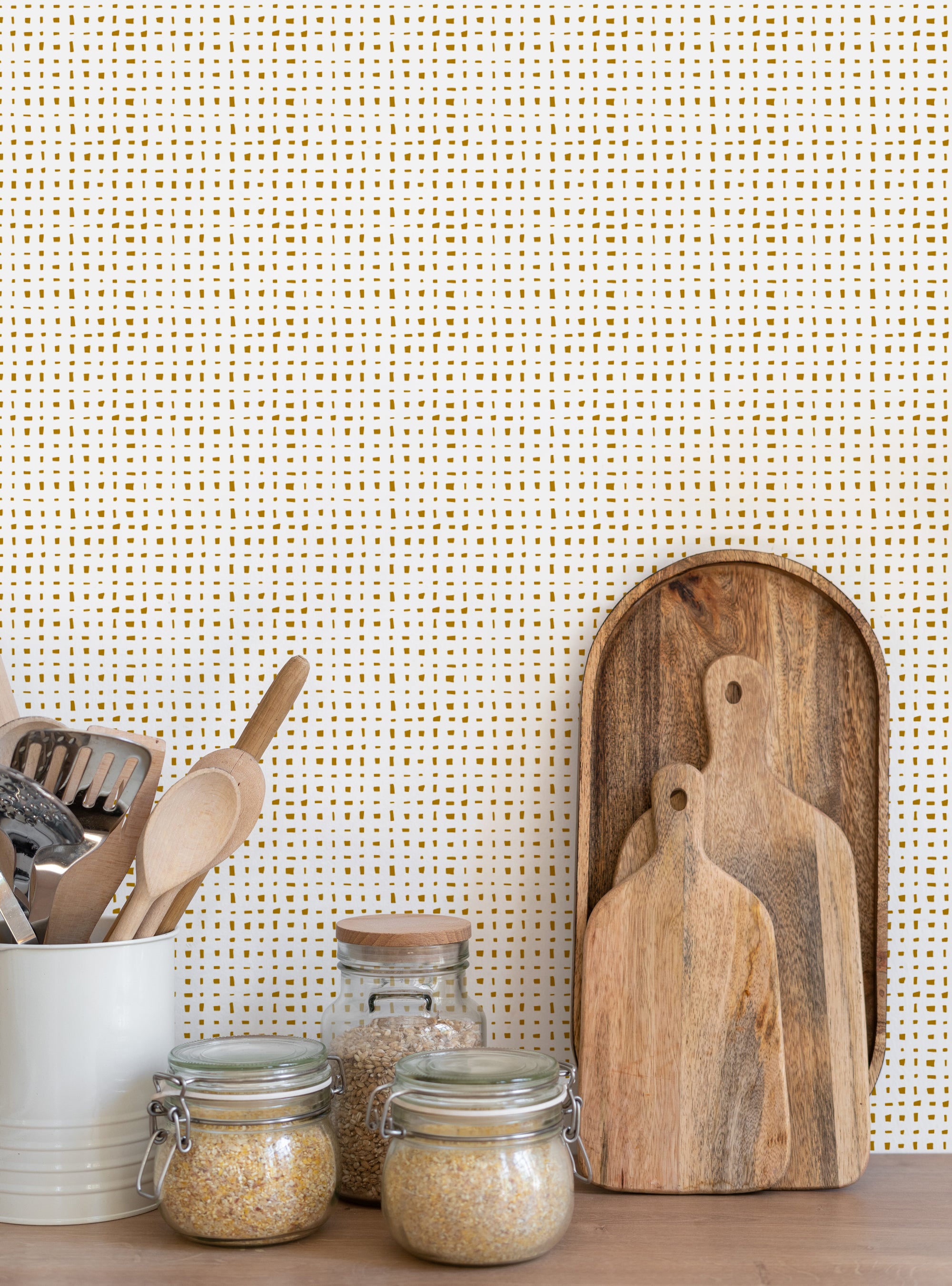 Burlap Hash Pattern Peel and Stick Wallpaper (Single Sheet 2x9ft, Gold) 